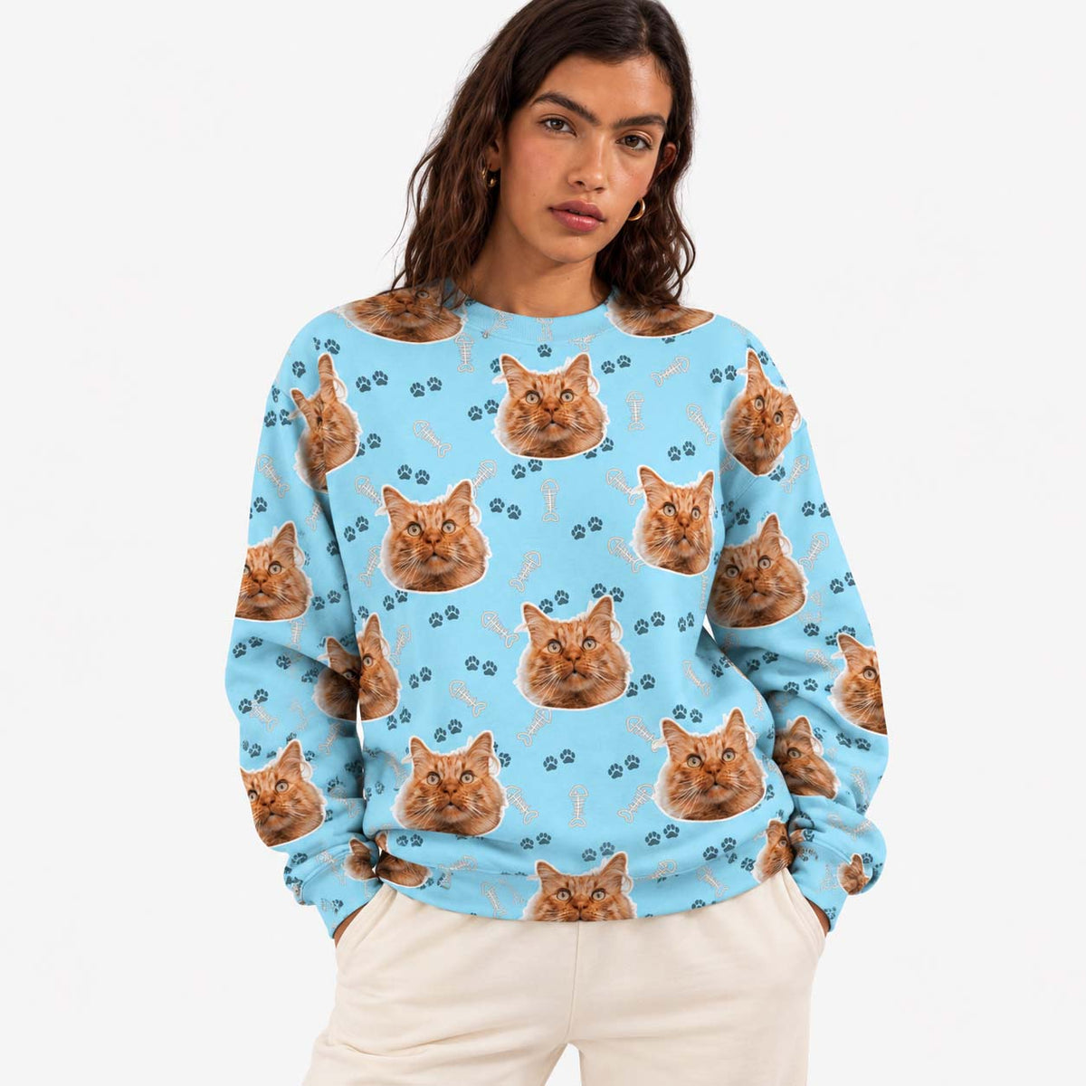 Cat Pattern Personalised Sweatshirt