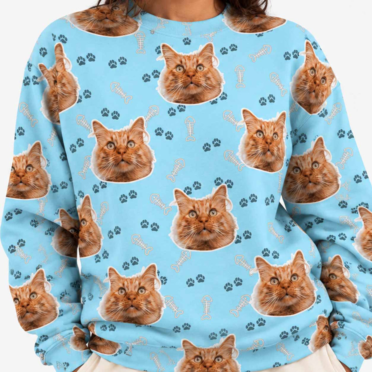 Cat Pattern Personalised Sweatshirt