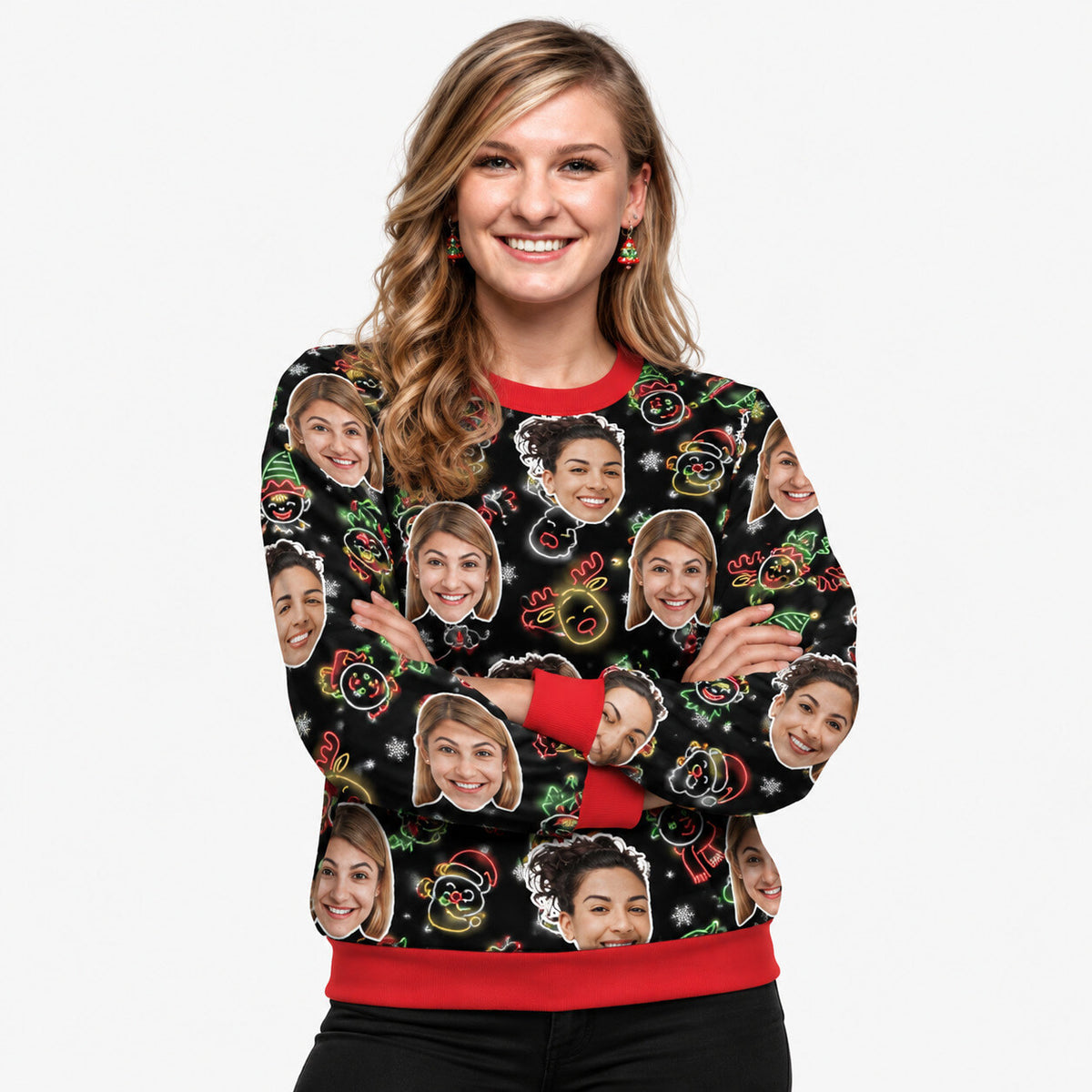 Neon Lights Personalised Ugly Christmas Jumper