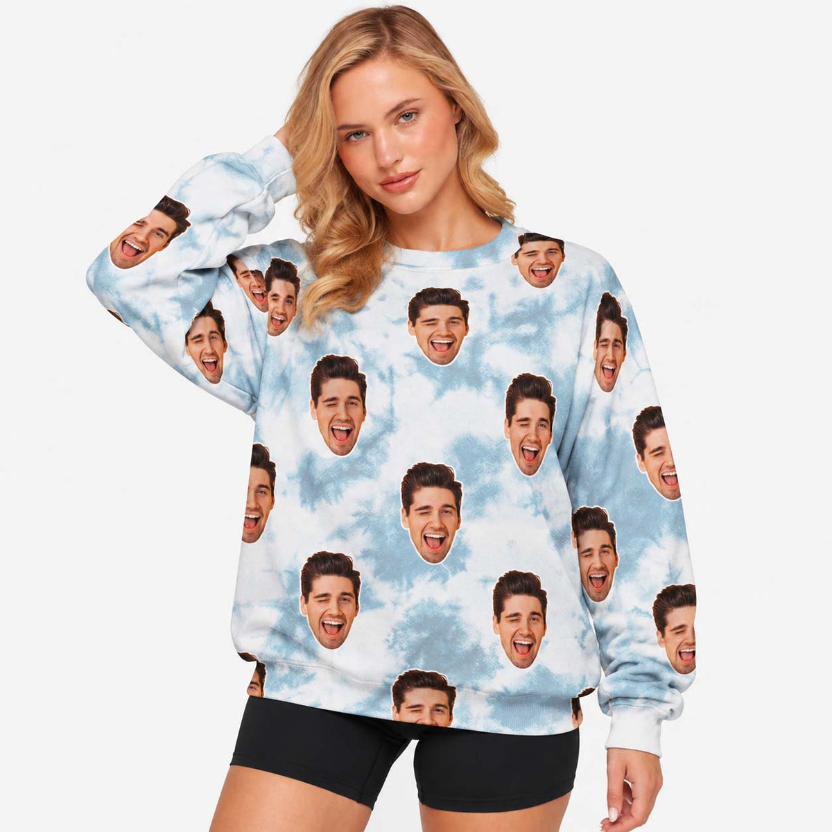 Blue & Grey Tie-Dye Personalised Sweatshirt