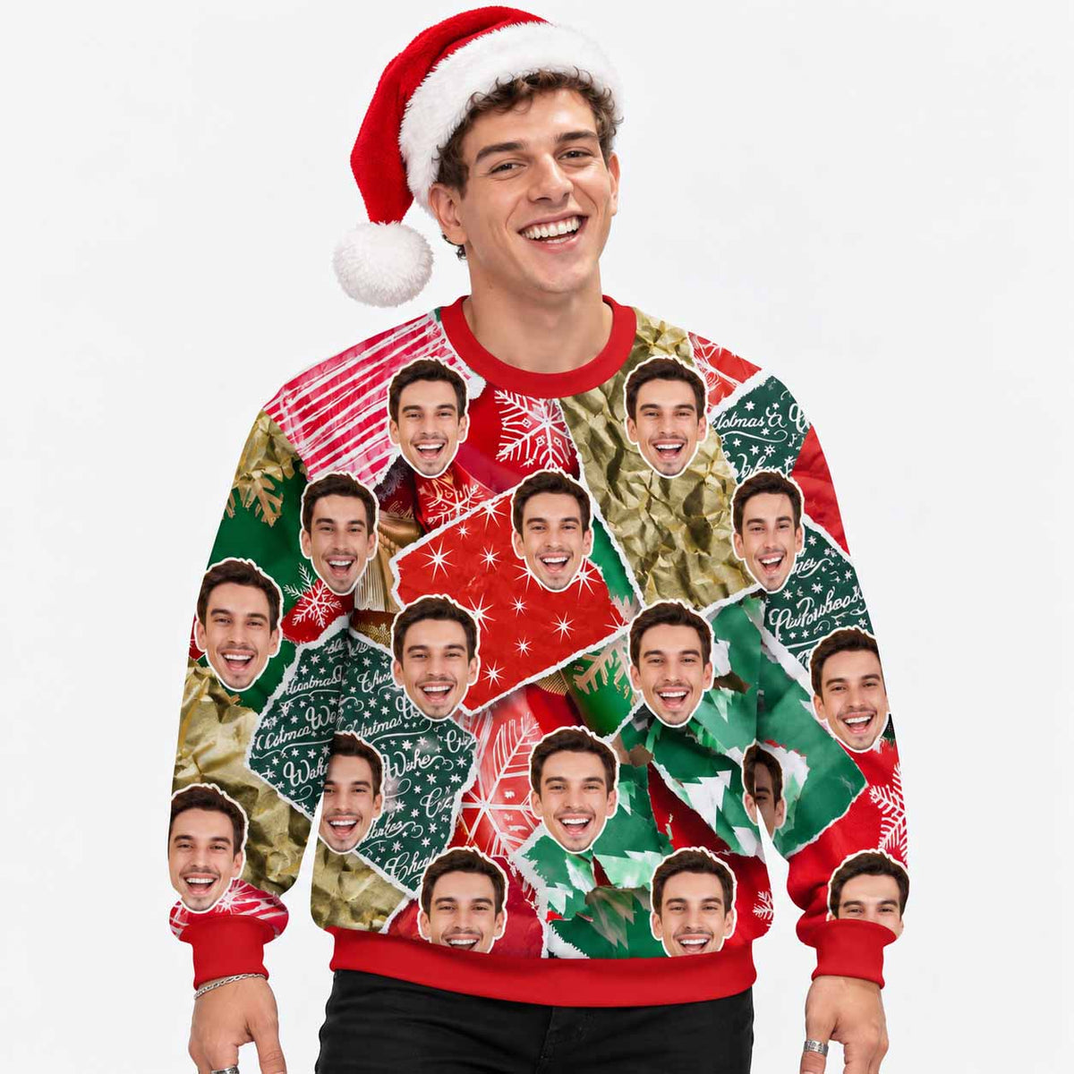 Ugly Scrappy Wrap Personalised Christmas Jumper