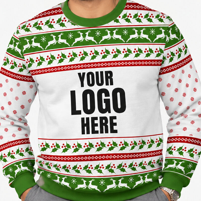 Your Logo Here Green Personalised Christmas Jumper