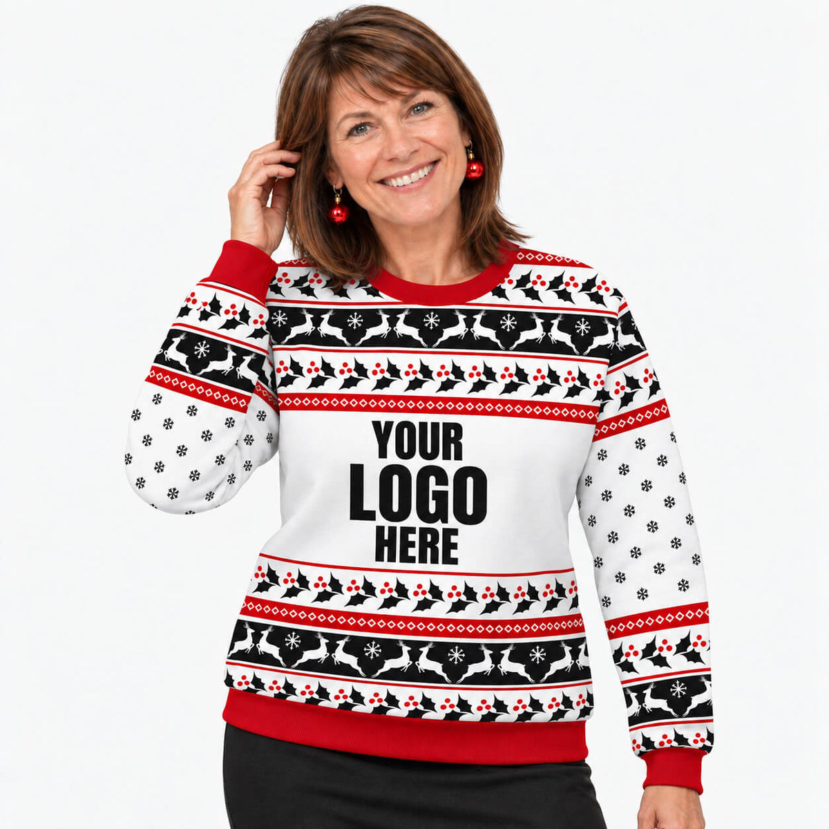 Your Logo Here Black Personalised Christmas Jumper