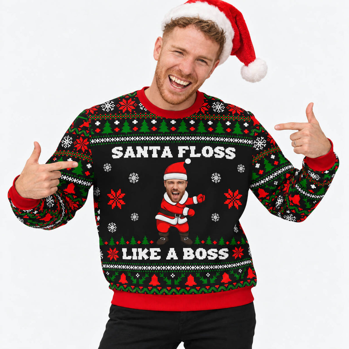 Santa Floss Like A Boss Personalised Christmas Jumper