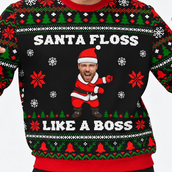 Santa Floss Like A Boss Personalised Christmas Jumper