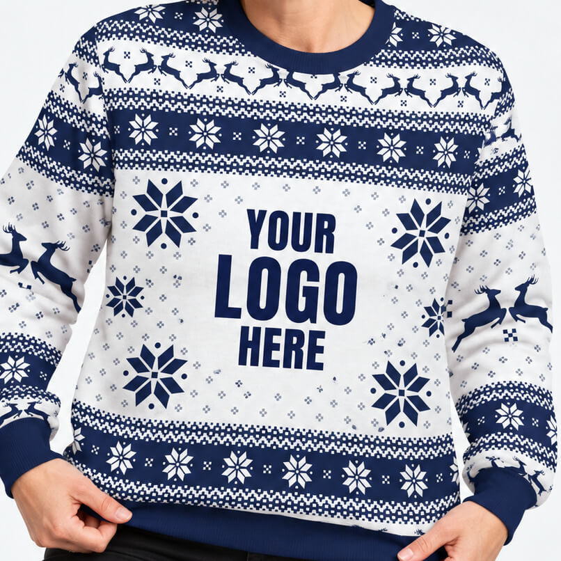 Your Logo Here Navy & White Personalised Christmas Jumper