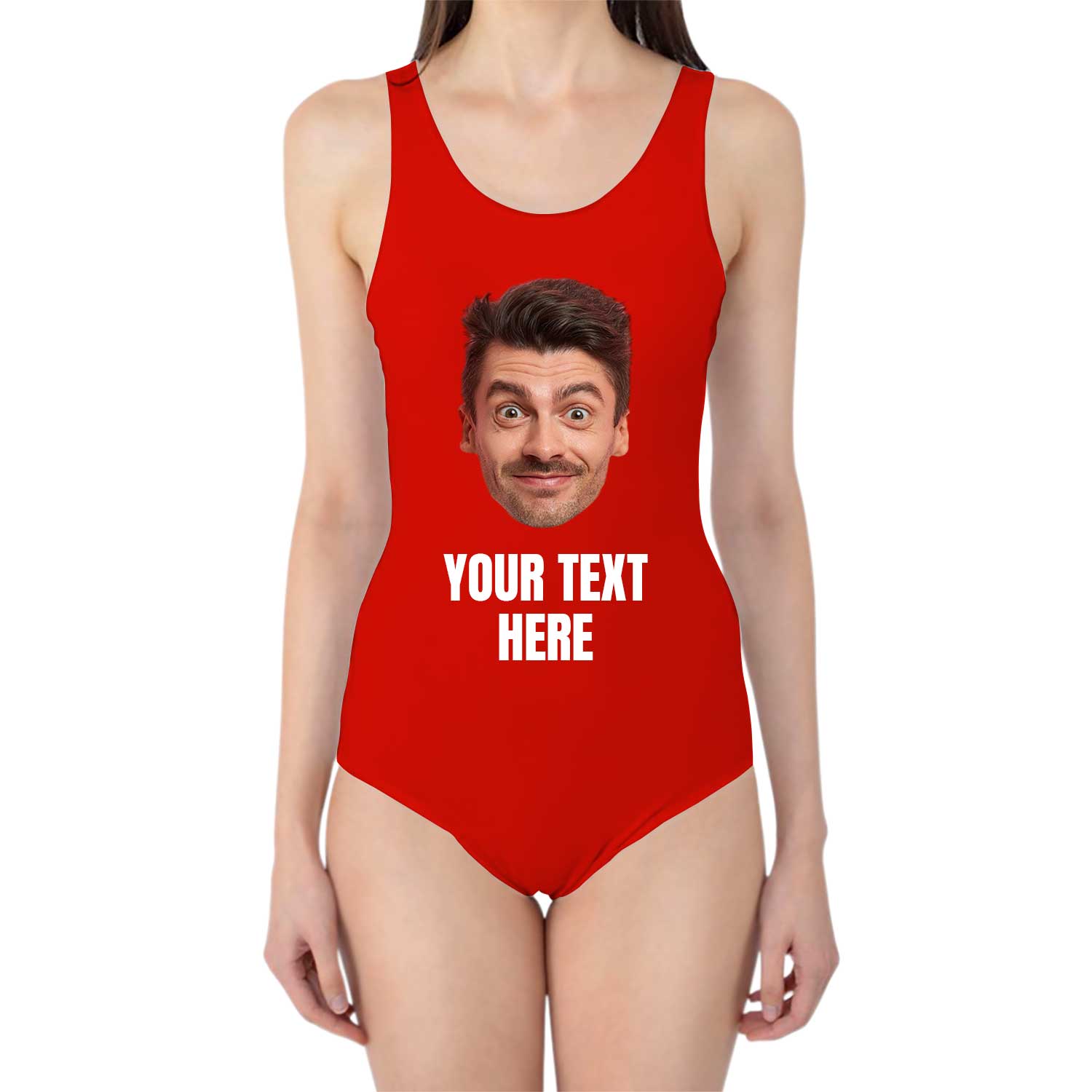 personalised swimsuit with face and text