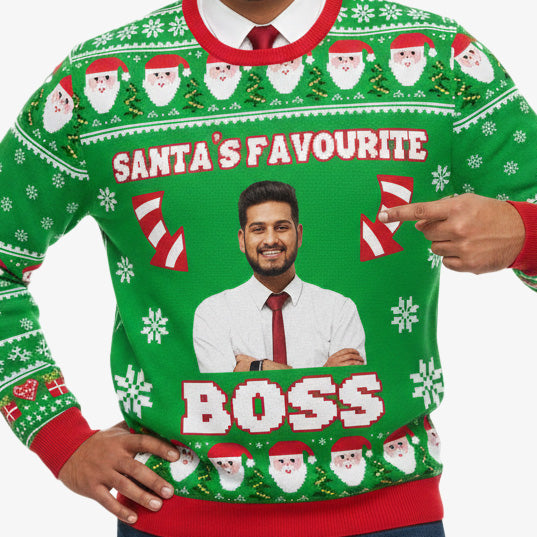 Santa's Favourite Boss Personalised Christmas Jumper
