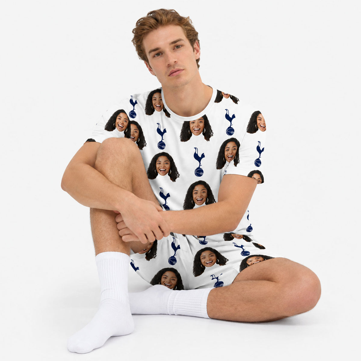 Personalised Men's Pyjamas - Spurs White Men's PJ Shorts Set