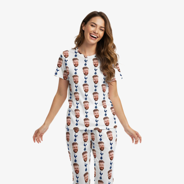 Spurs White Personalised Women's Pyjamas - Trouser Set