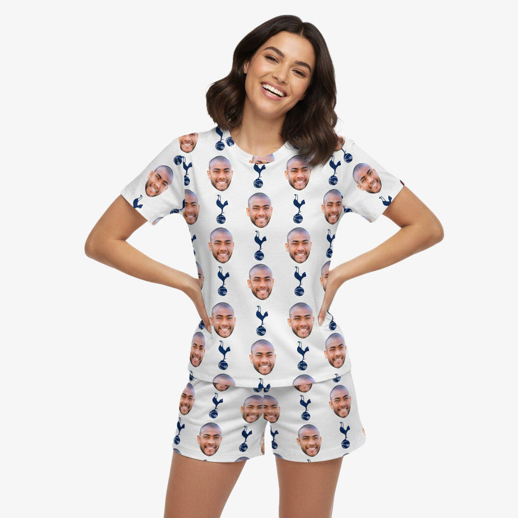 Spurs White Women's Personalised PJs - Shorts Set