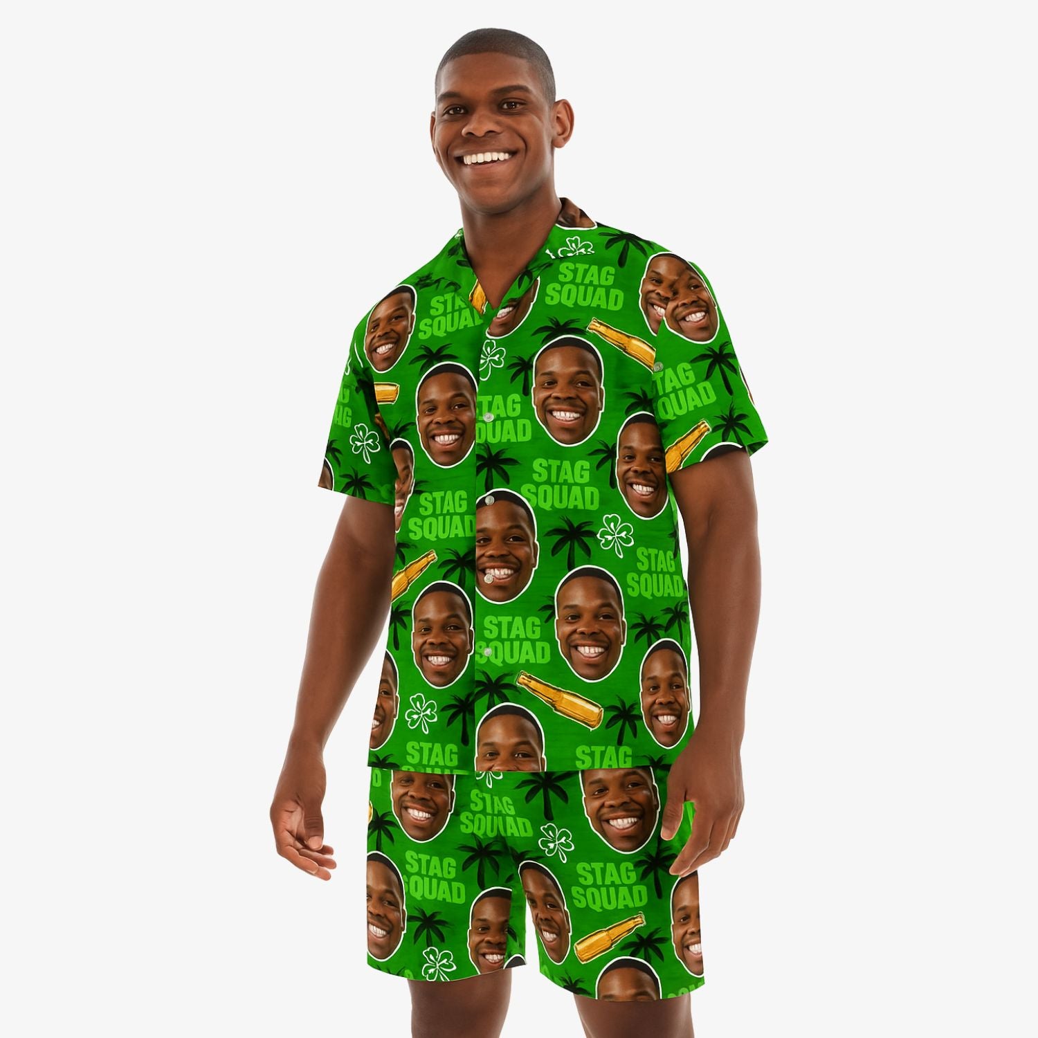 Stag Squad Personalised Hawaiian Shirt Shorts Set