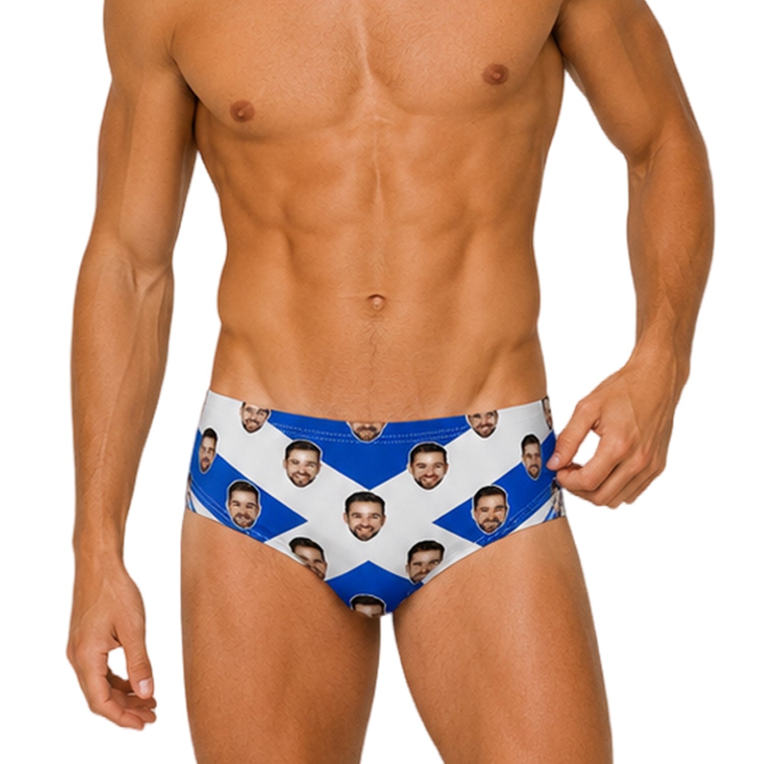 Face Pattern Scottish Flag Swim Trunks