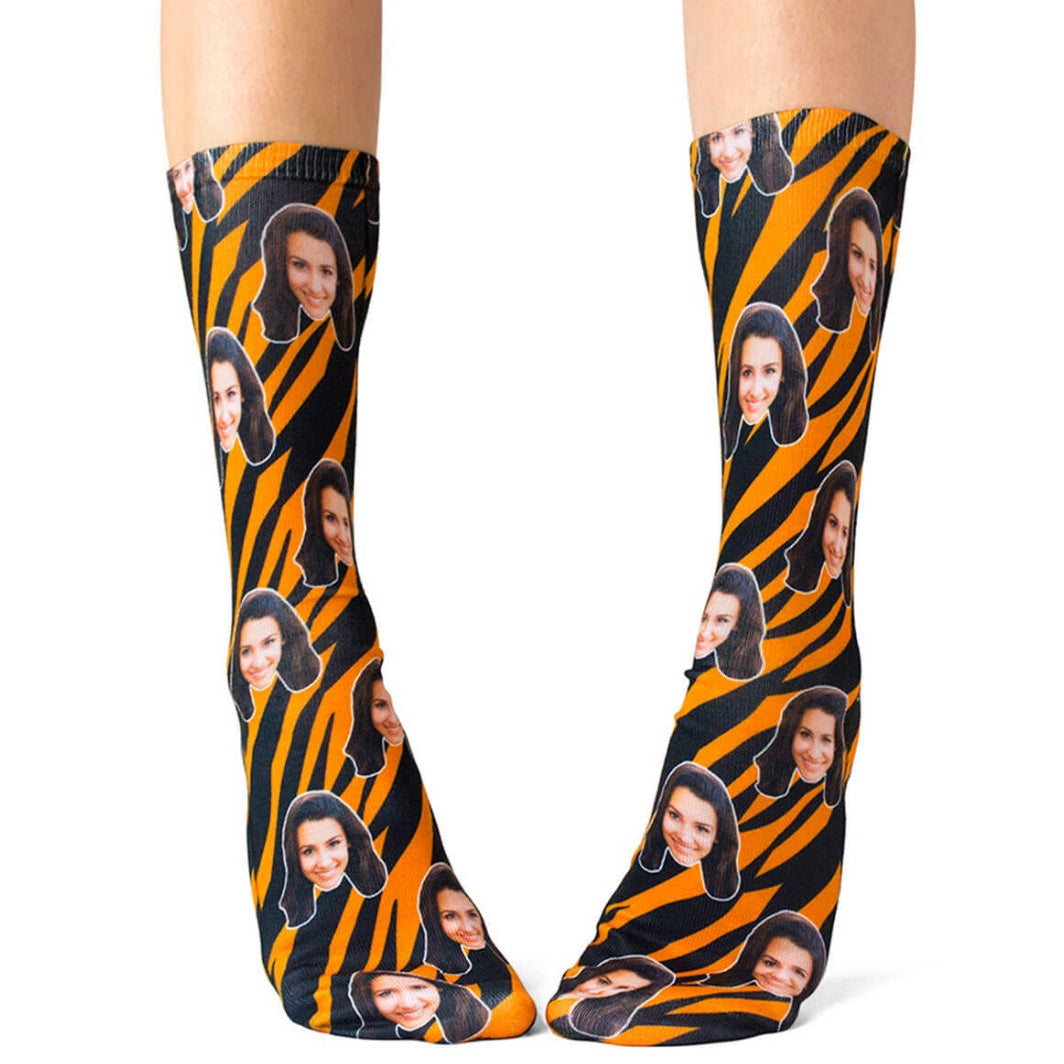 Tiger Print Face Socks