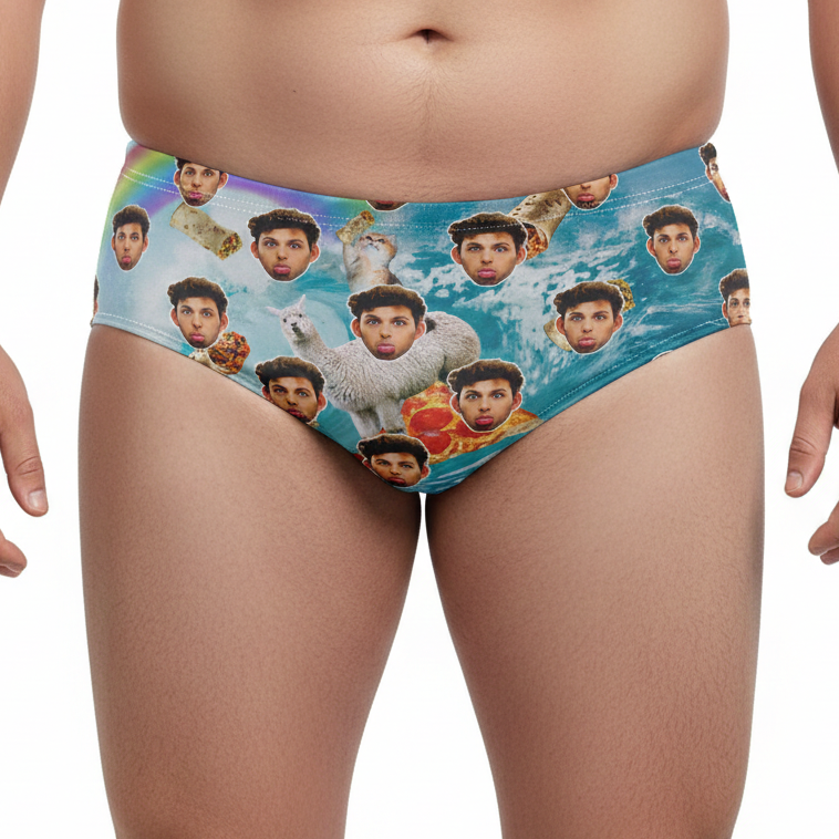 Trippy Surfing Llama Personalised Swim Trunks