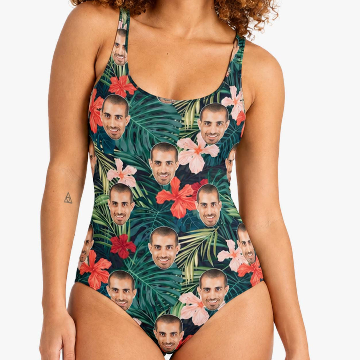 Tropical Forest Floral Swimsuit Personalised With Face
