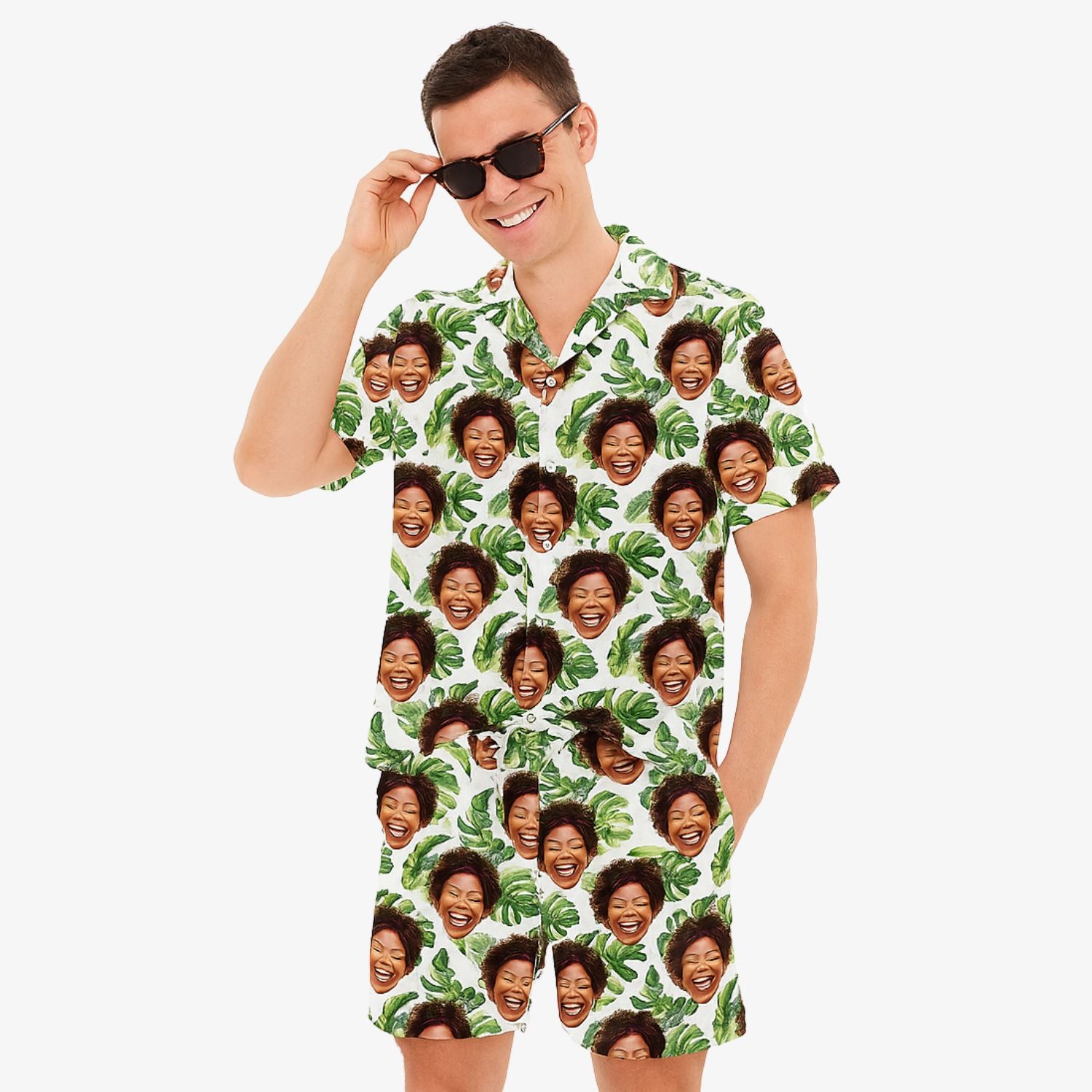 Tropical Leaf Personalised Hawaiian Shirt Shorts Set