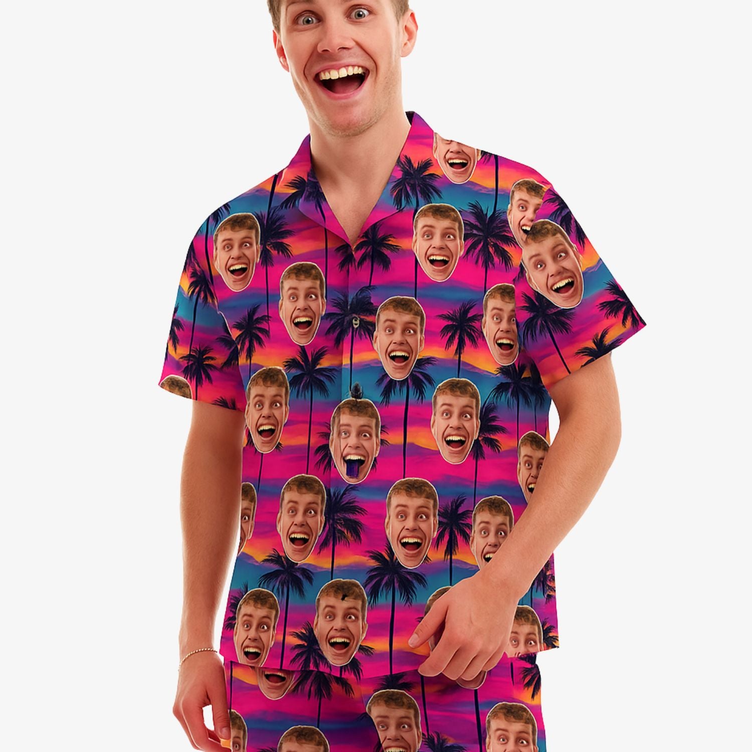 Tropical Sunset Personalised Hawaiian Shirt Shorts Set