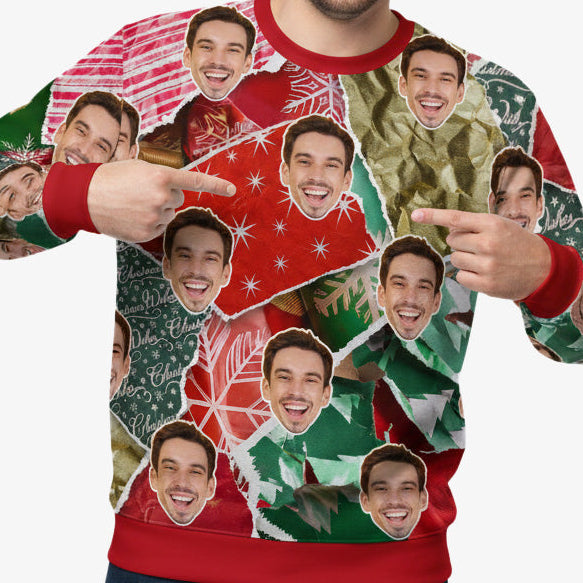 Ugly Scrappy Wrap Personalised Christmas Jumper