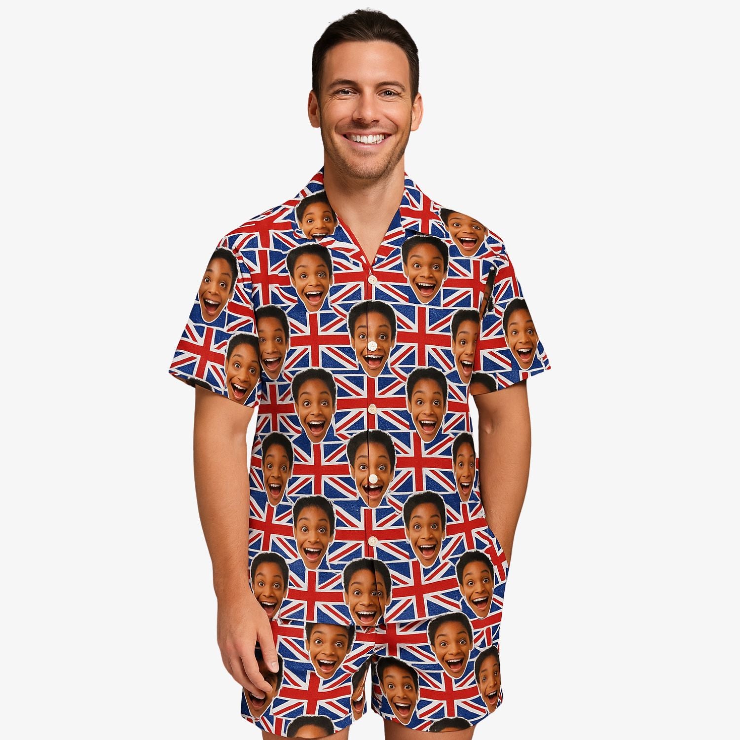 Union Jack Personalised Hawaiian Shirt Shorts Set