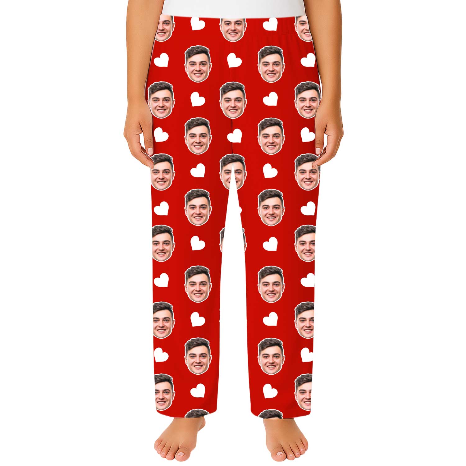 Women's White Hearts Personalised PJ Bottoms