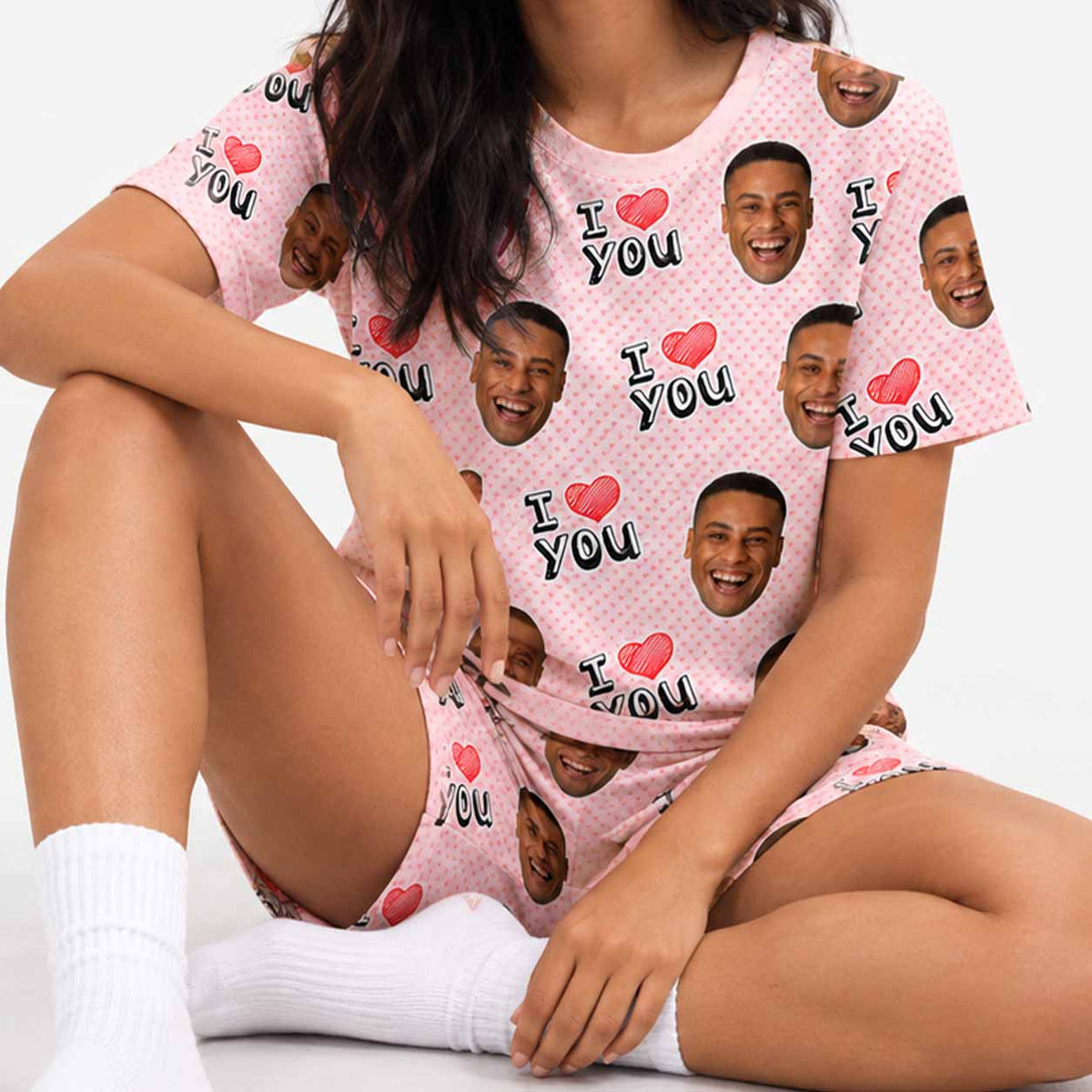 Women's I Heart You Personalised PJs - Shorts Set