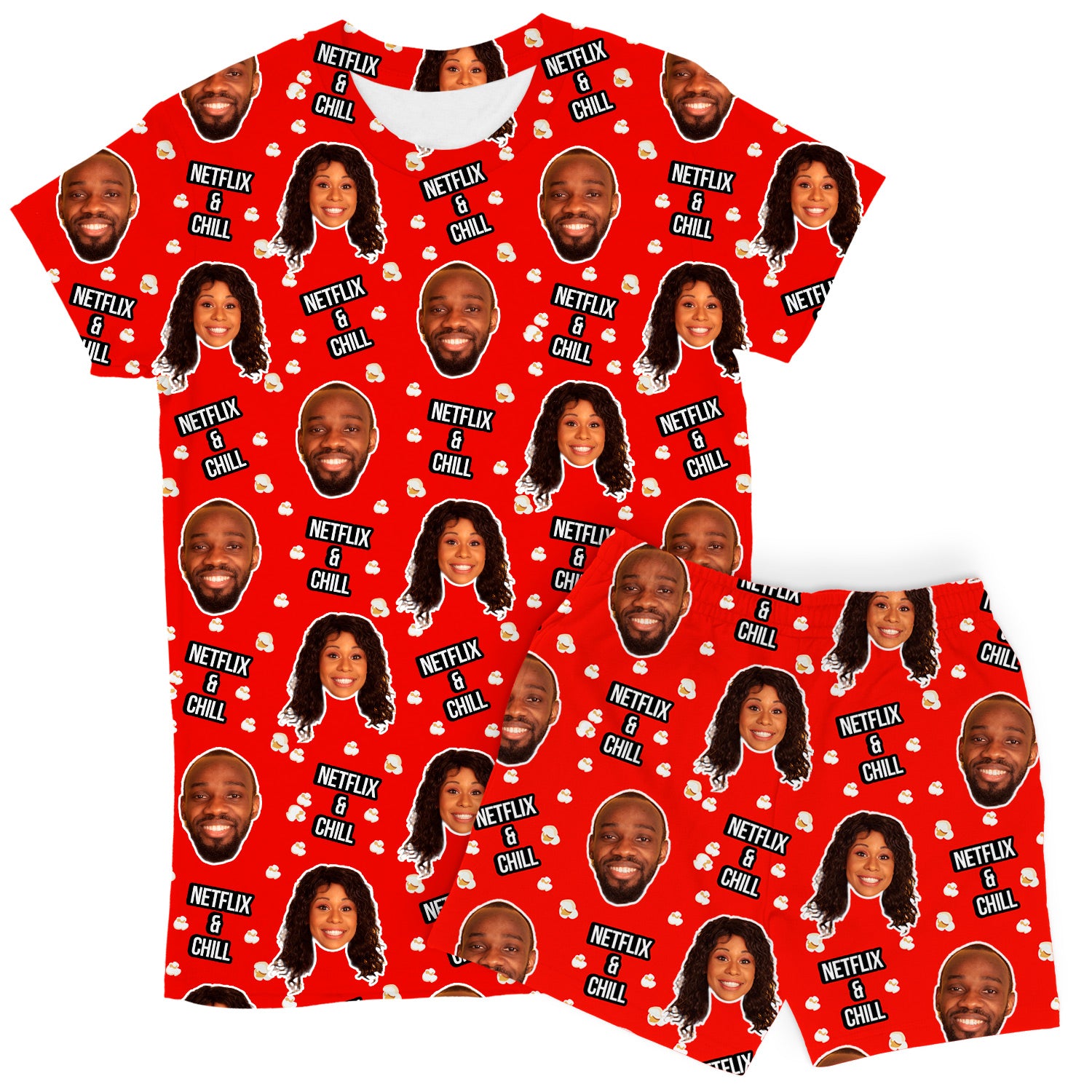 Netflix and Chill Custom Women's PJ Shorts Set