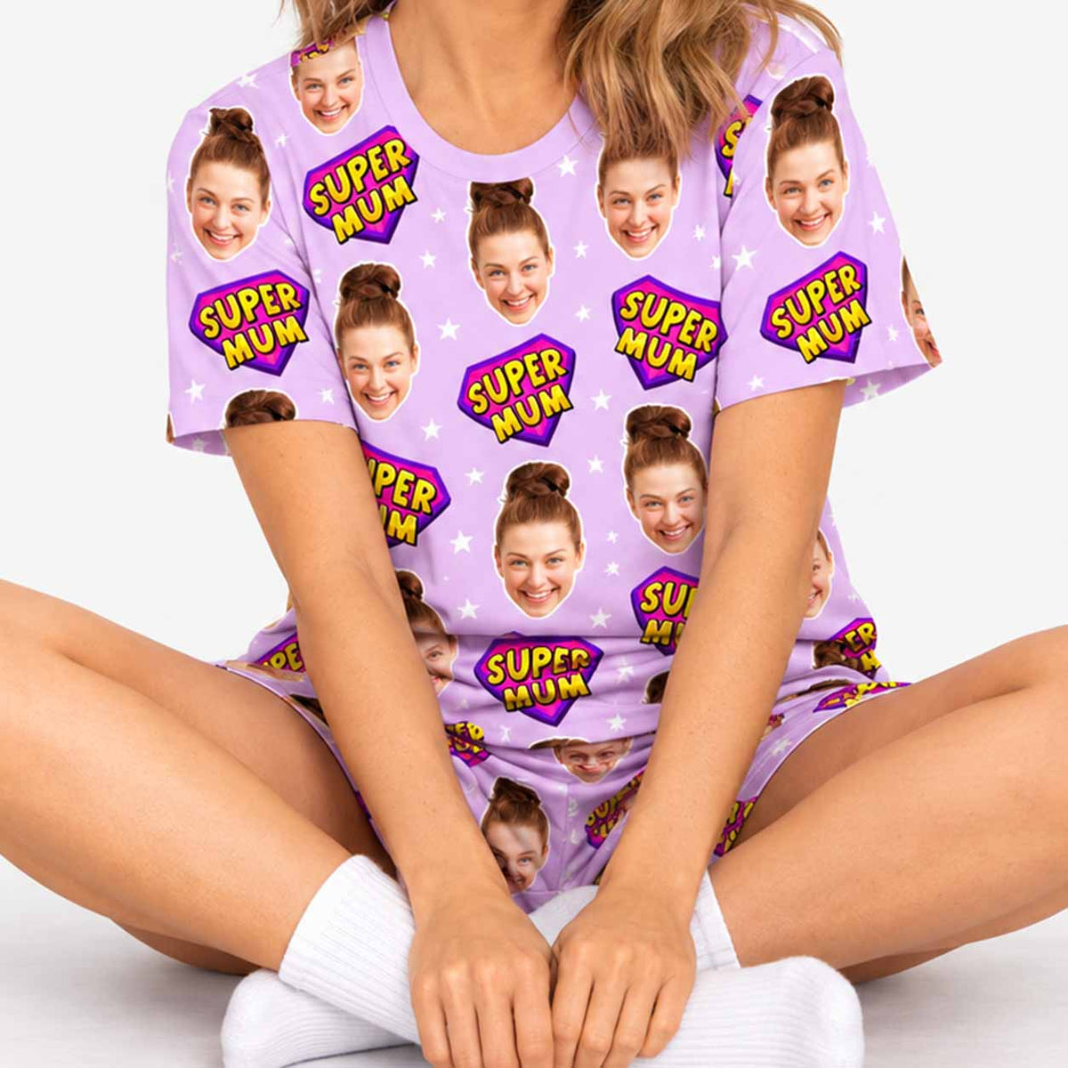 Women's Super Mum Personalised PJs - Shorts Set