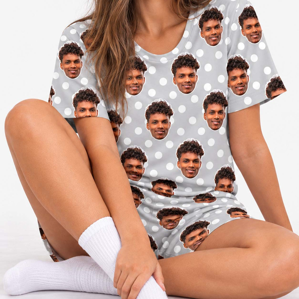 Women's Polka Dot Personalised PJs - Shorts Set