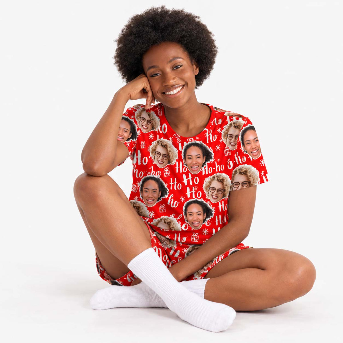 Women's Ho Ho Ho Personalised PJs - Shorts Set