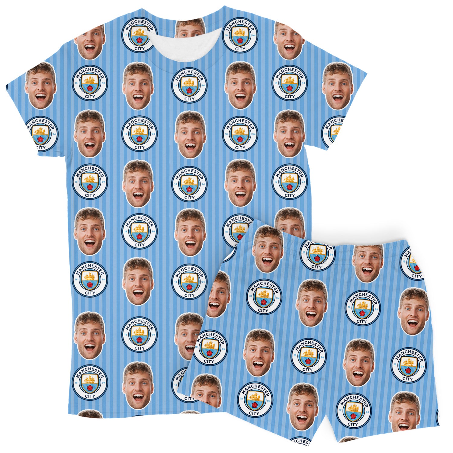 Man City Women's Personalised PJs - Shorts Set