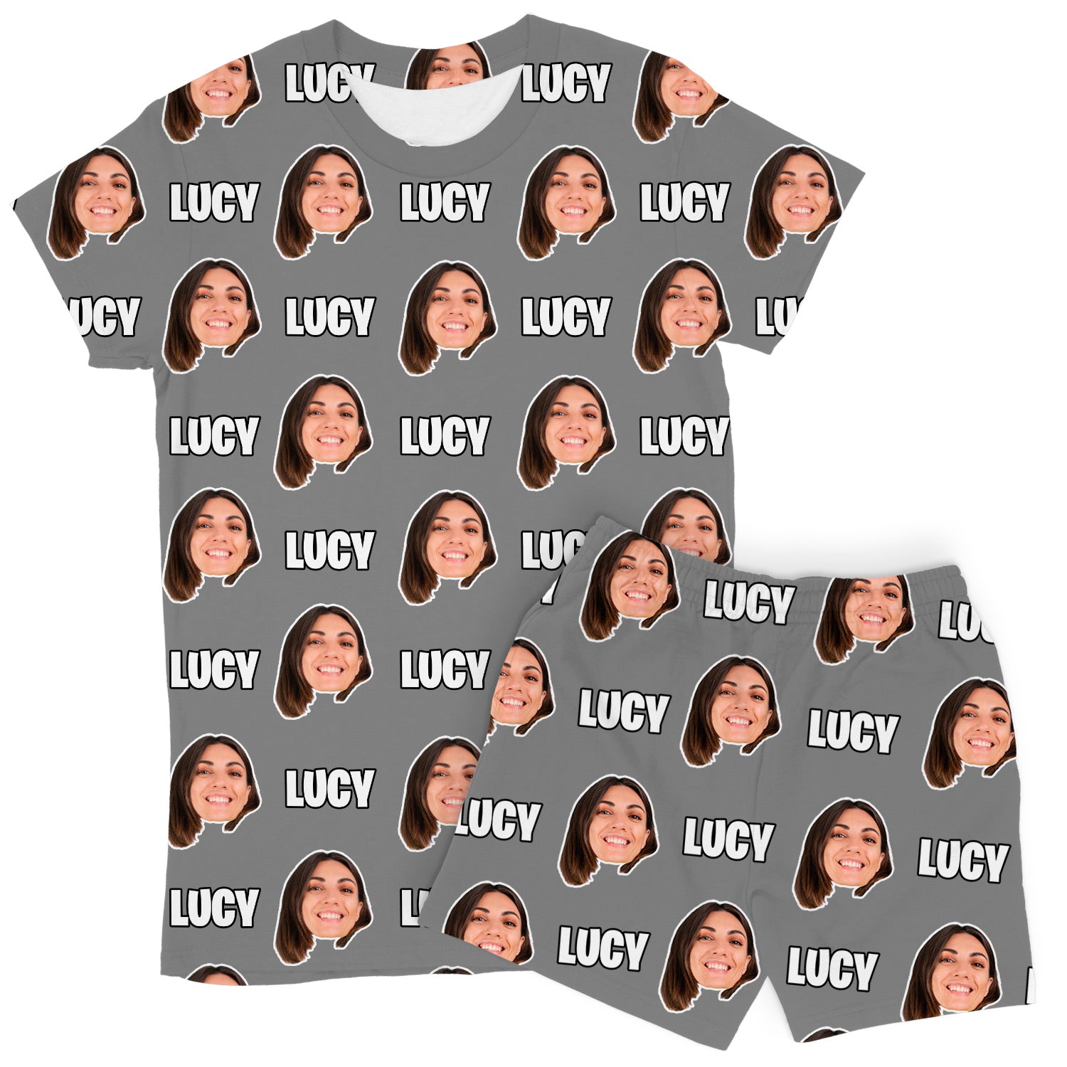 Women's Face & Name Personalised PJs - Shorts Set