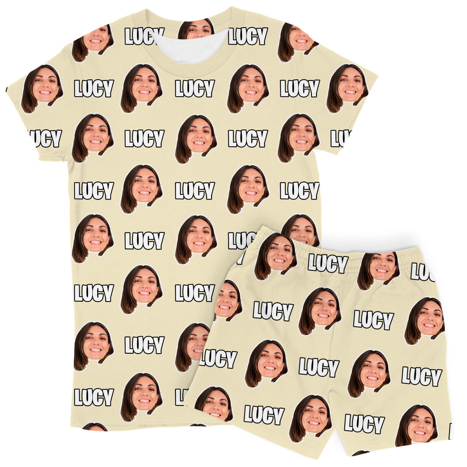 Women's Face & Name Personalised PJs - Shorts Set