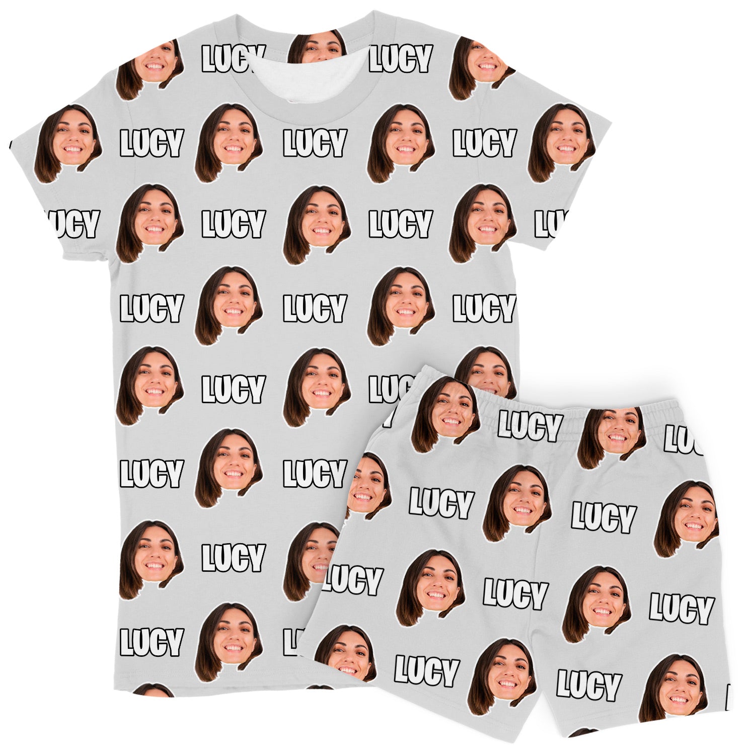 Women's Face & Name Personalised PJs - Shorts Set