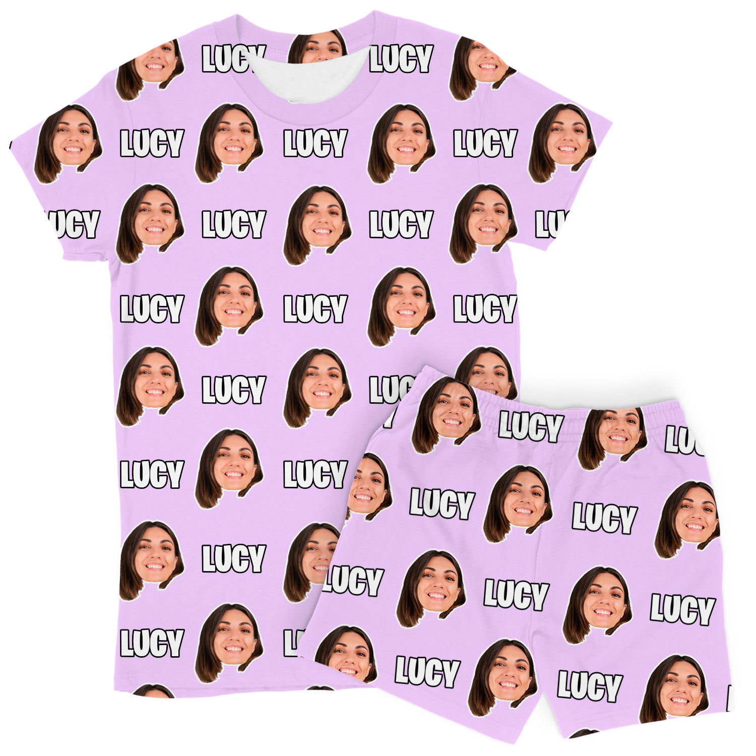 Women's Face & Name Personalised PJs - Shorts Set