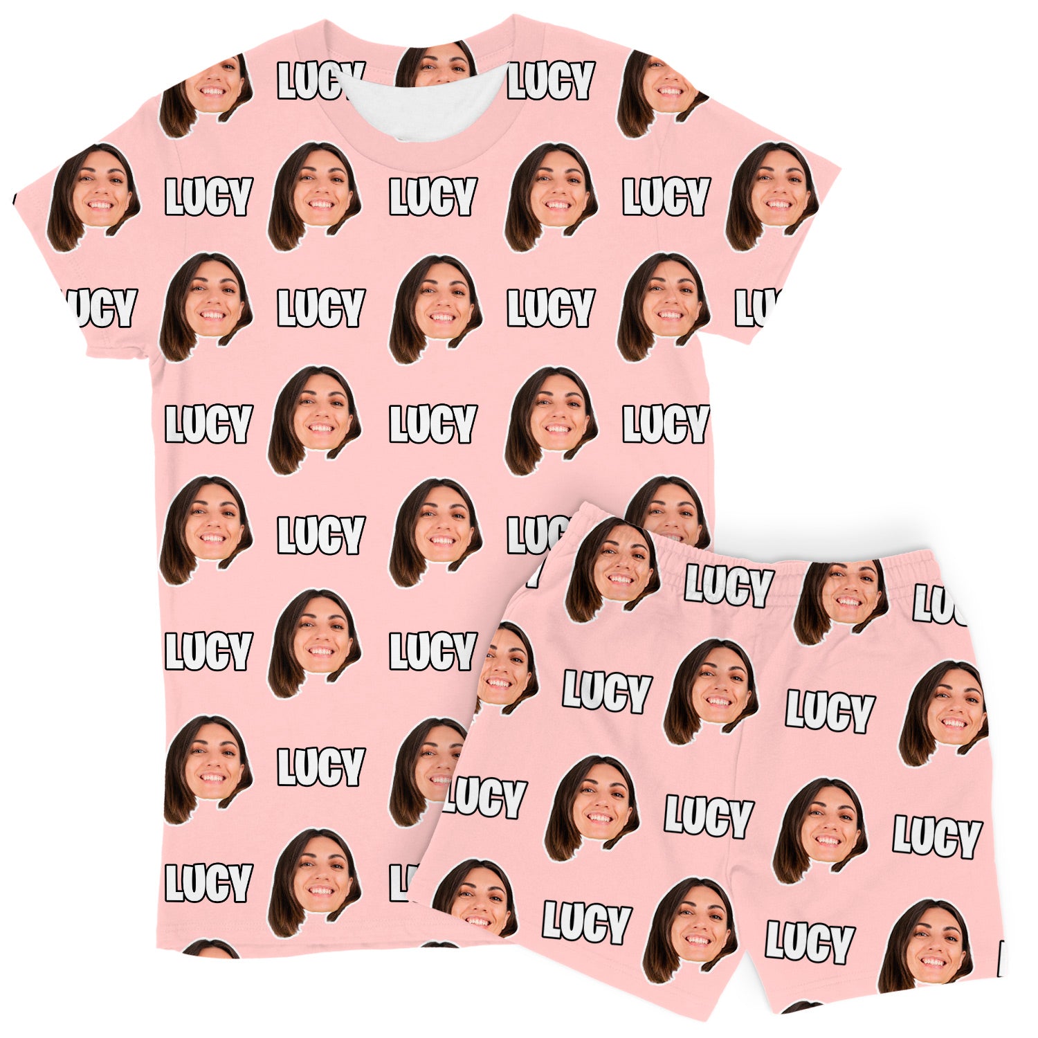 Women's Face & Name Personalised PJs - Shorts Set
