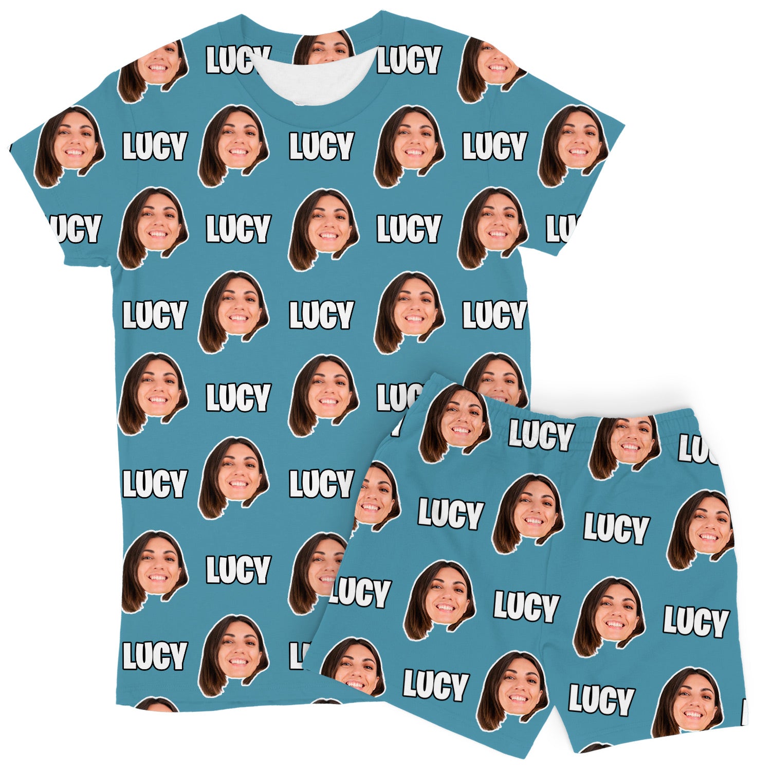Women's Face & Name Personalised PJs - Shorts Set