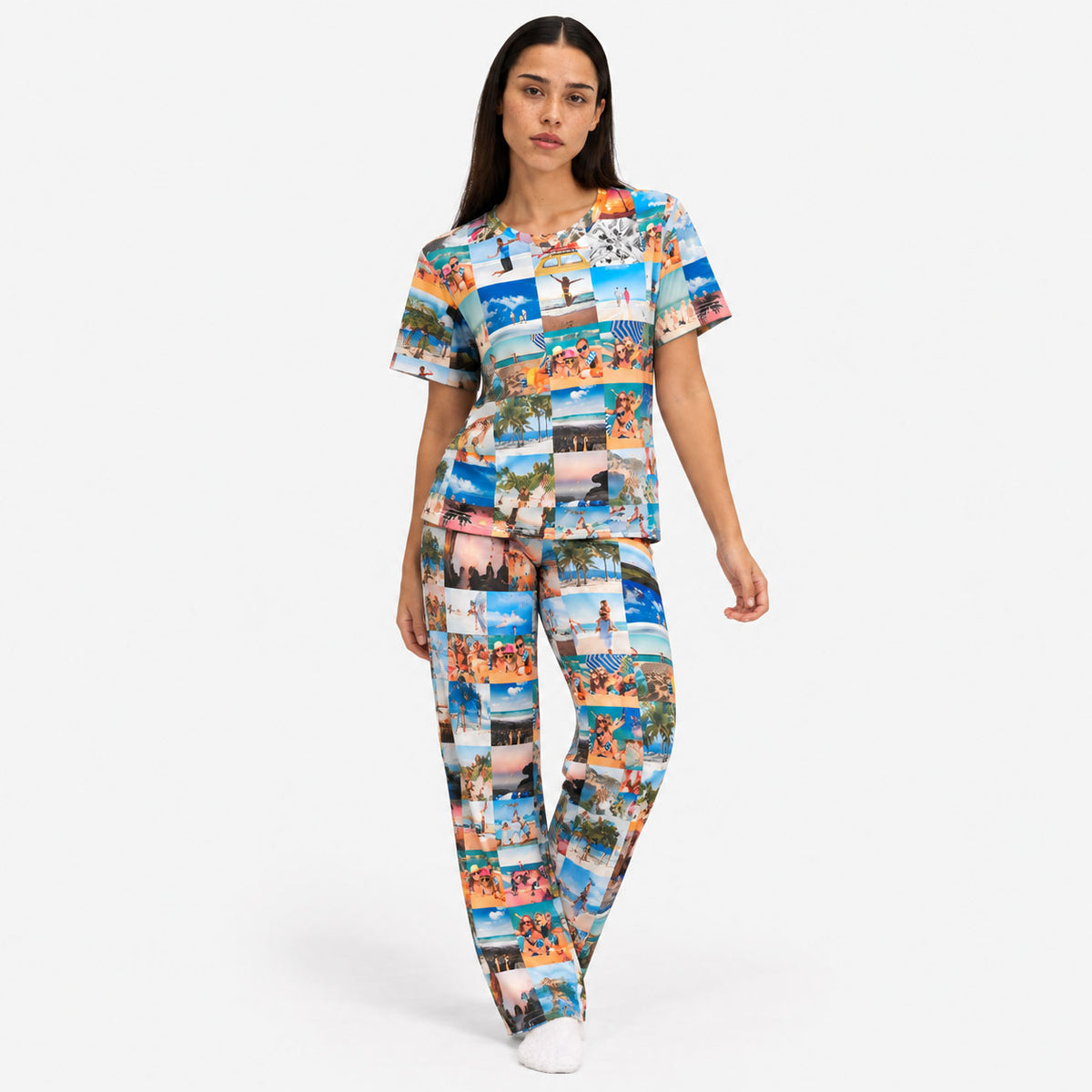 Women's Photo Collage Pyjamas - Trouser Set