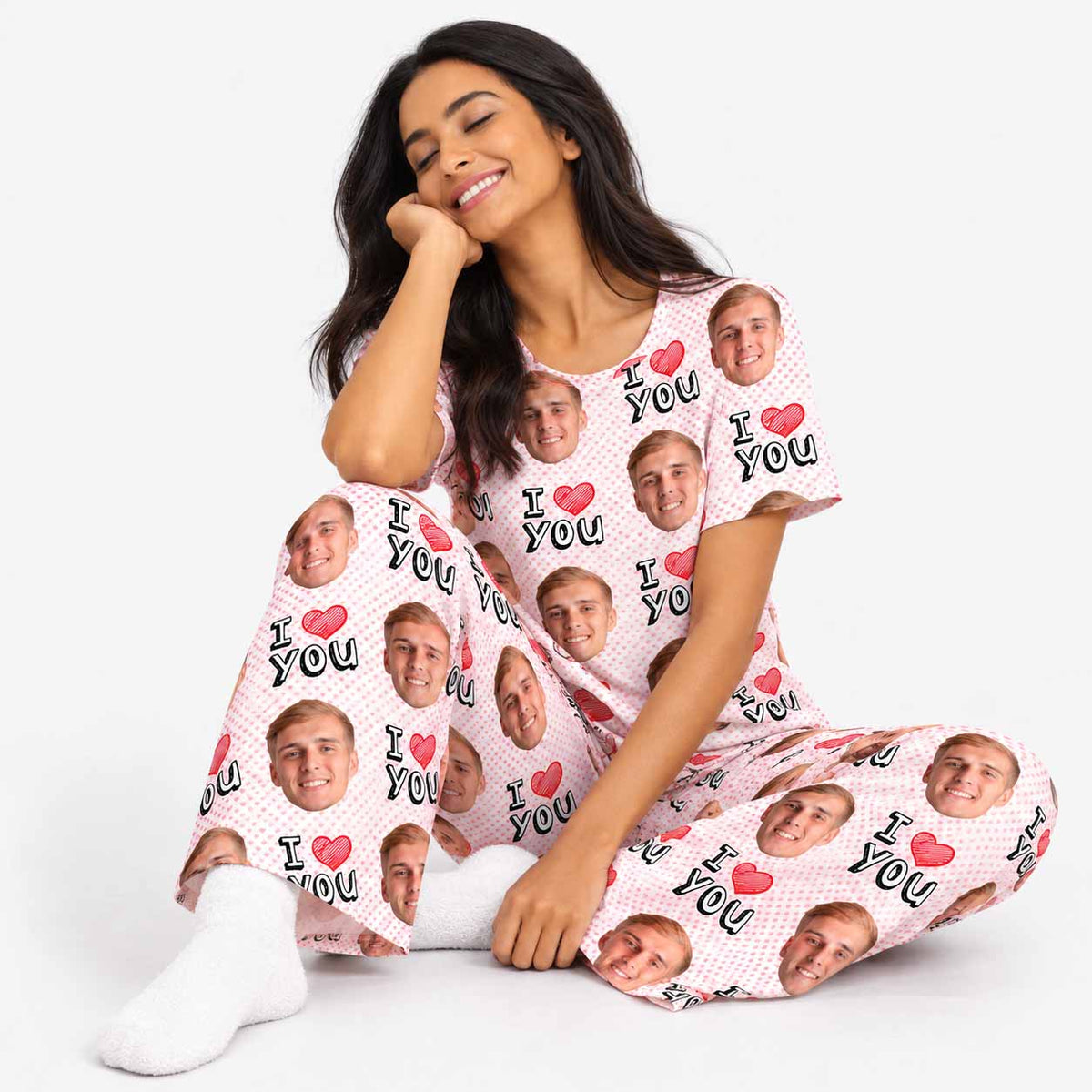 Women's I Heart You Personalised Pyjamas - Trouser Set