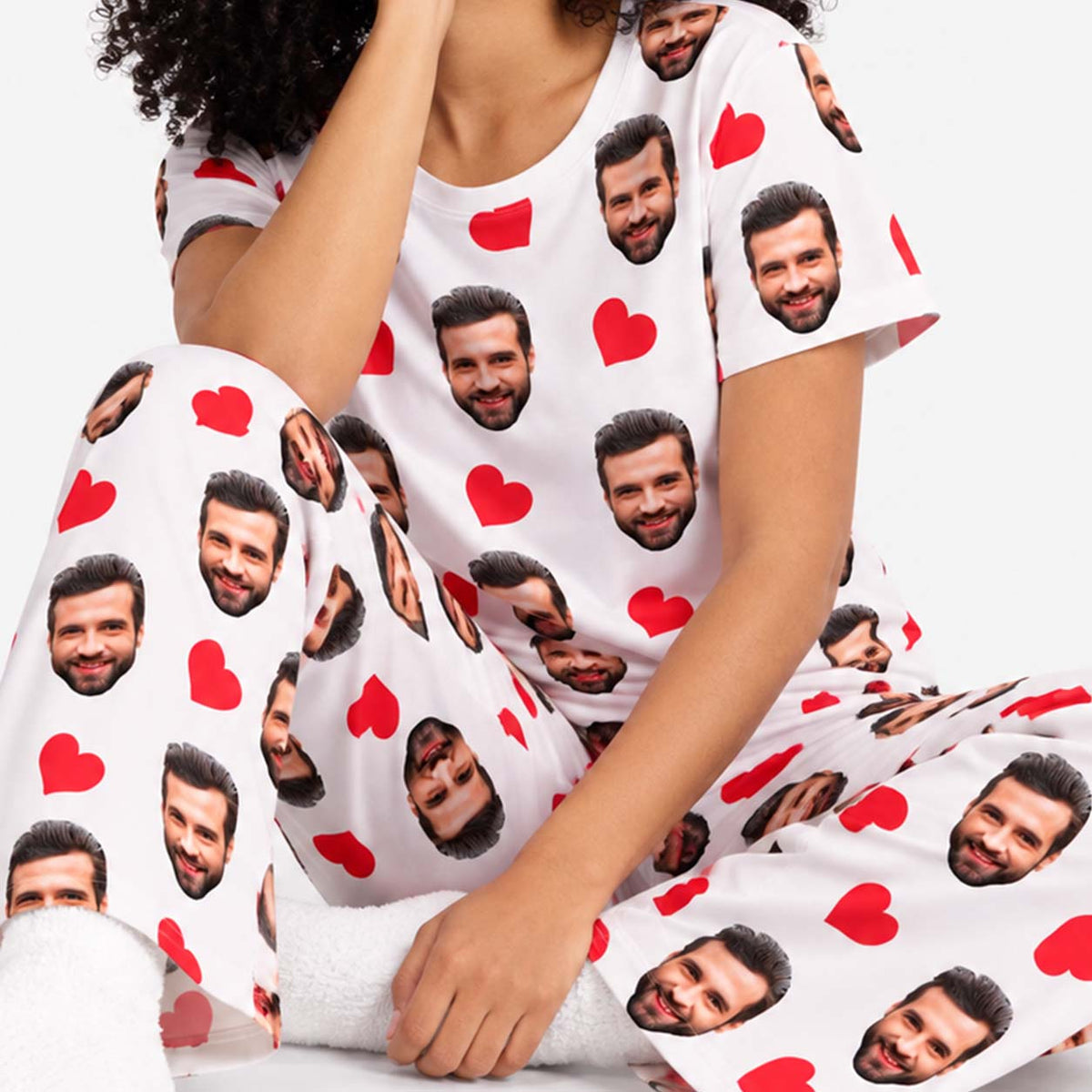 Women's Love Hearts Personalised Pyjamas - Trouser Set