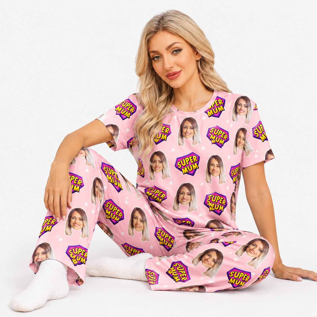 Women's Super Mum Personalised Pyjamas - Trouser Set