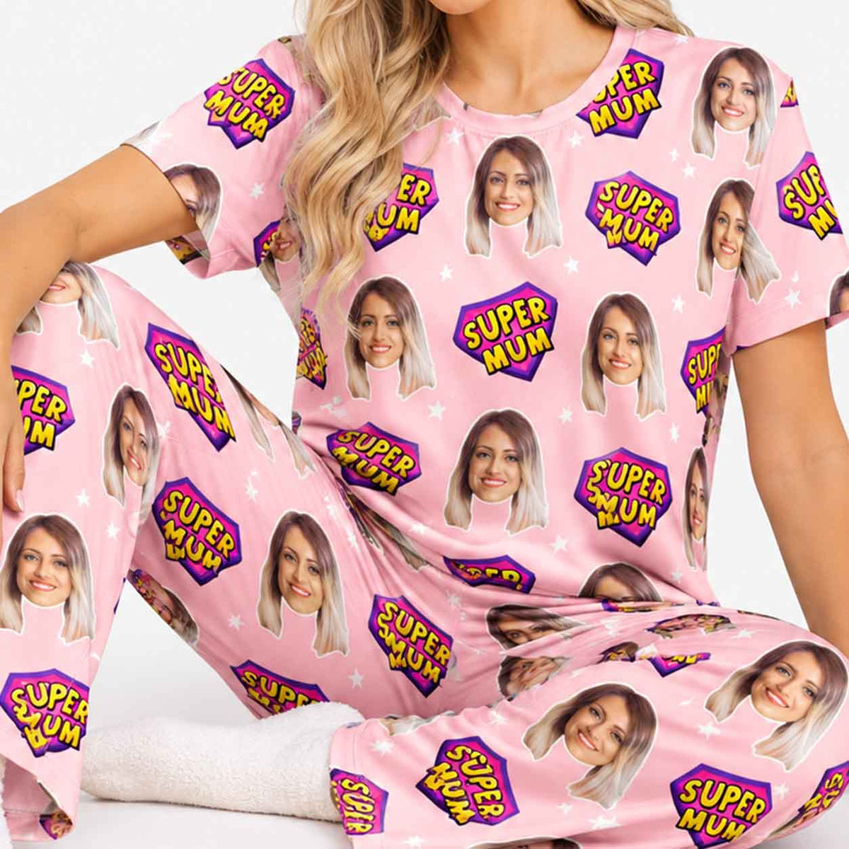 Women's Super Mum Personalised Pyjamas - Trouser Set
