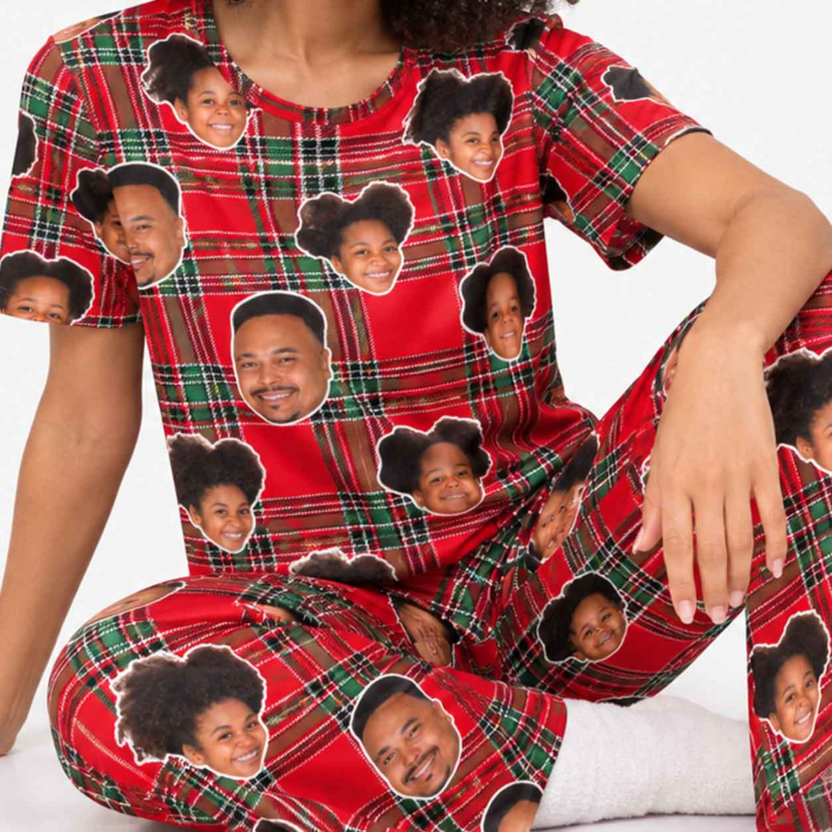 Women's Red Tartan Personalised Pyjamas - Trouser Set