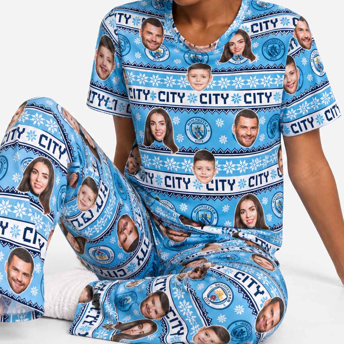 Christmas Man City Personalised Women's Pyjamas - Trouser Set