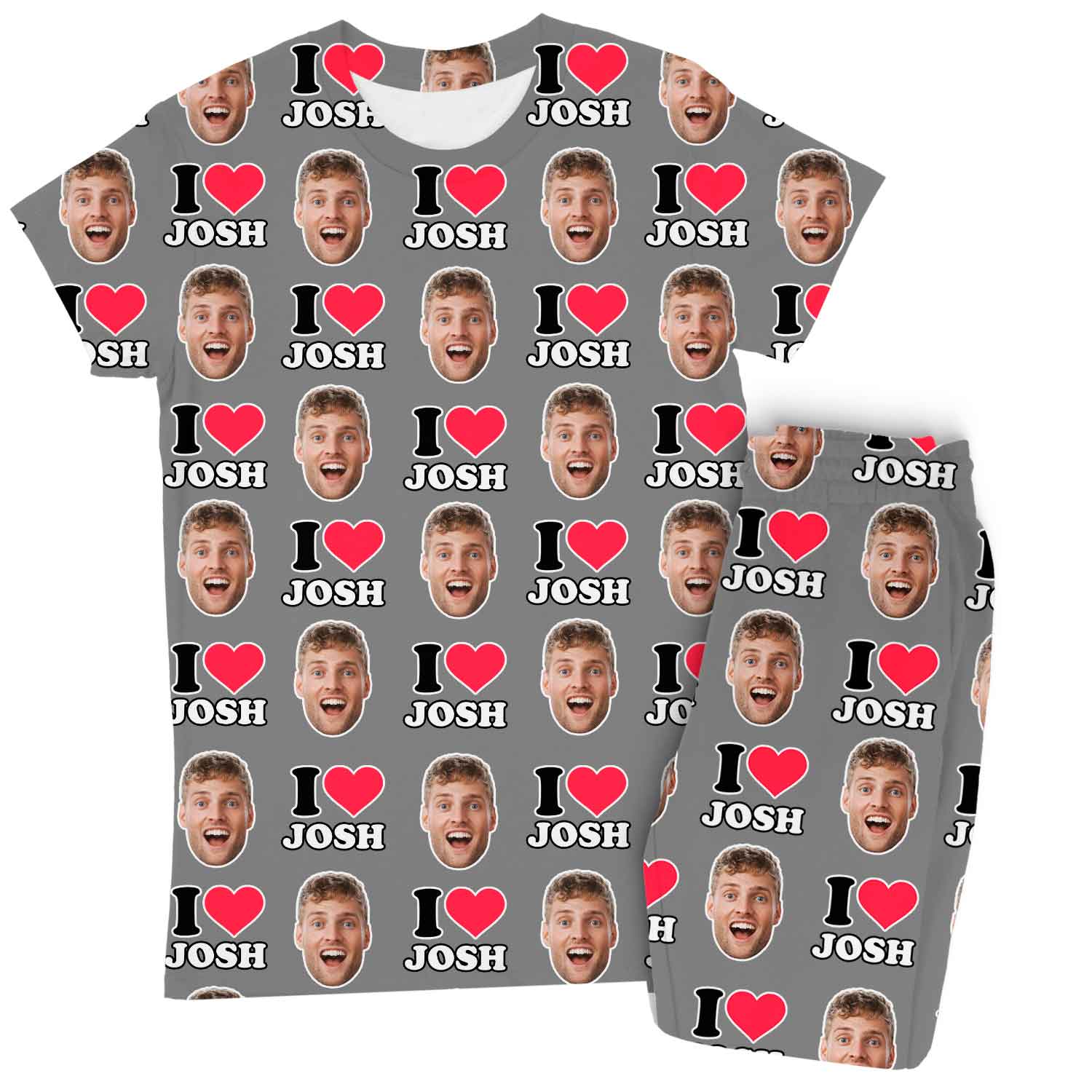 Women's I Heart Name & Face Personalised Pyjamas - Trouser Set