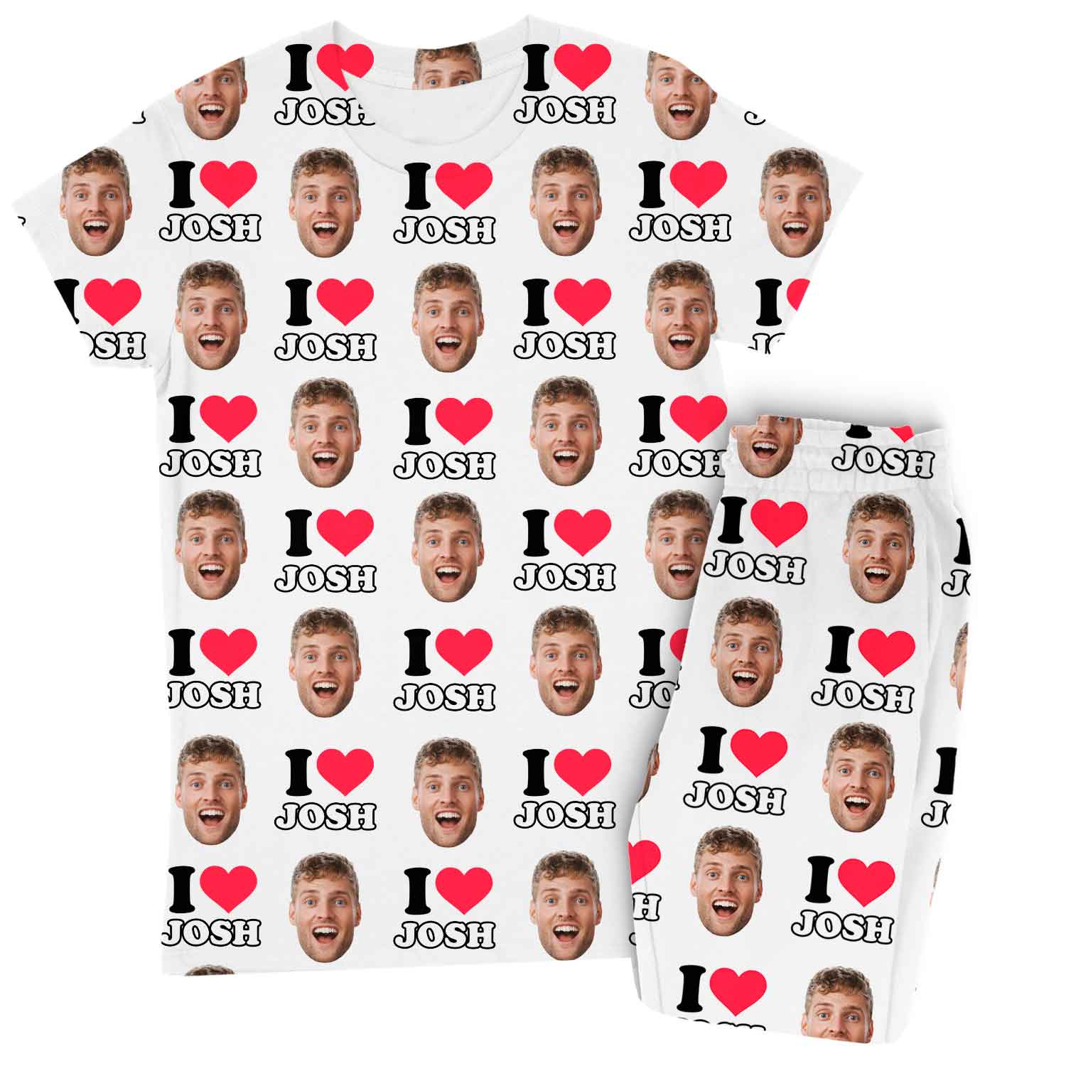 Women's I Heart Name & Face Personalised Pyjamas - Trouser Set