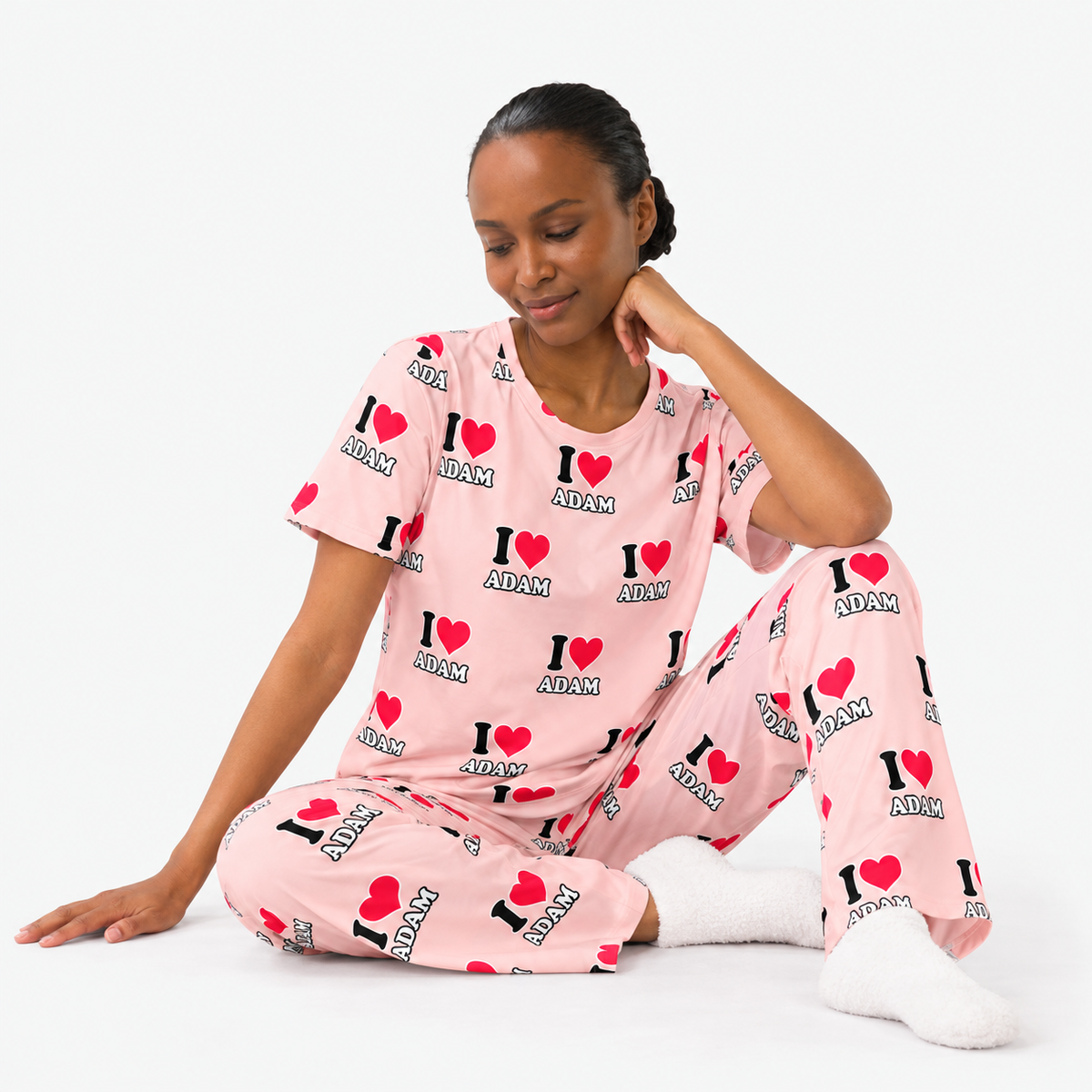 Women's I Heart Name Personalised Pyjamas - Trouser Set