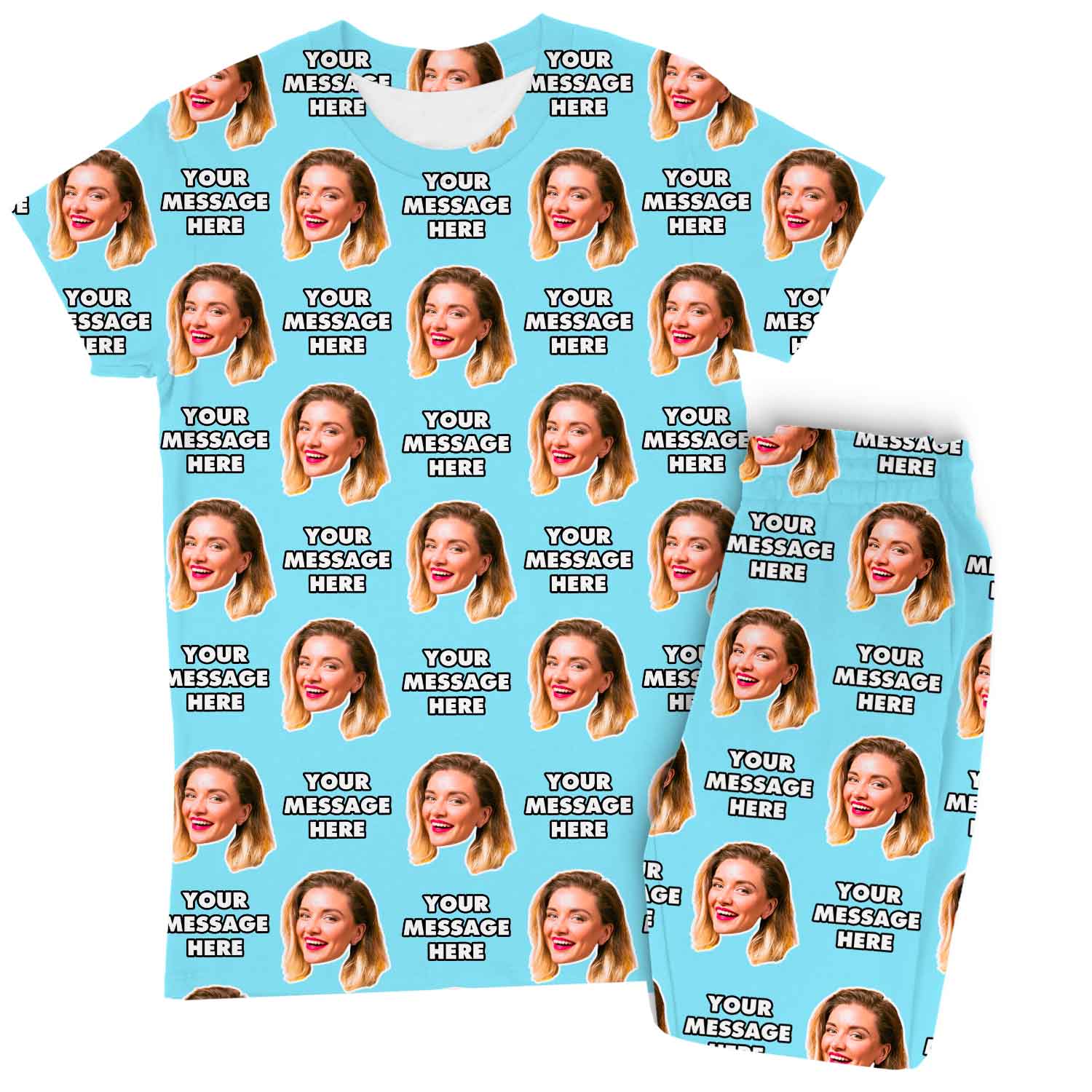 Women's Face & Message Personalised Pyjamas - Trouser Set