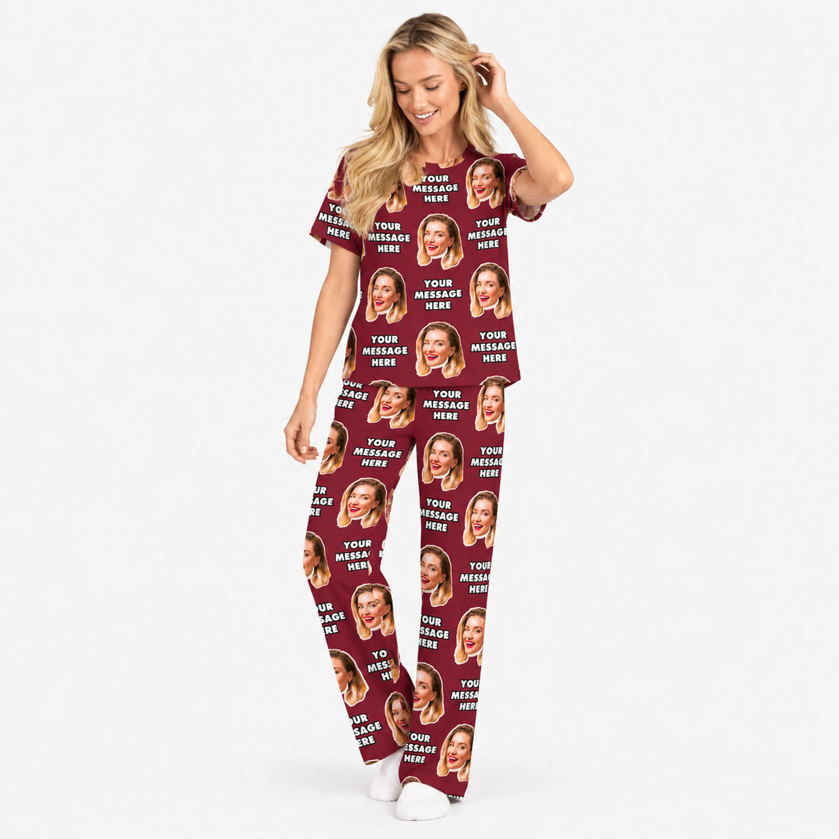 Women's Face & Message Personalised Pyjamas - Trouser Set