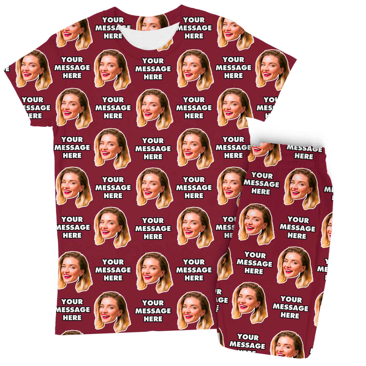 Women's Face & Message Personalised Pyjamas - Trouser Set